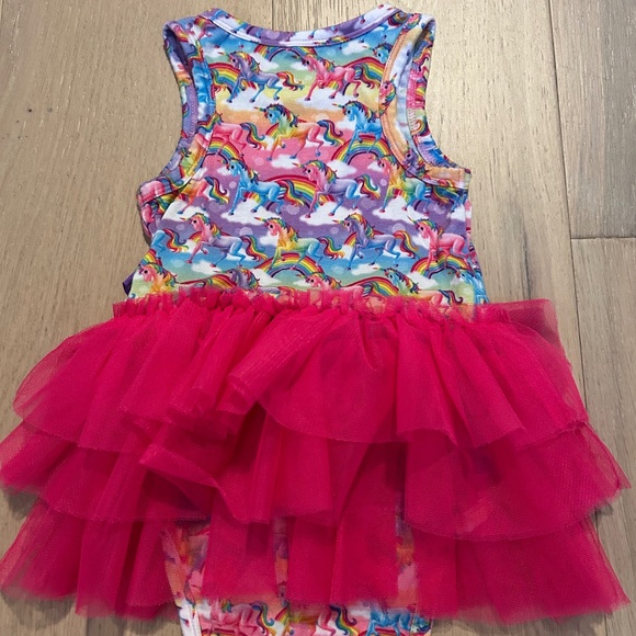 Lisa Frank Rainbow Unicorn Bodysuit with Pink Tulle Skirt Size 18-24M Y2K! - Picture 3 of 4